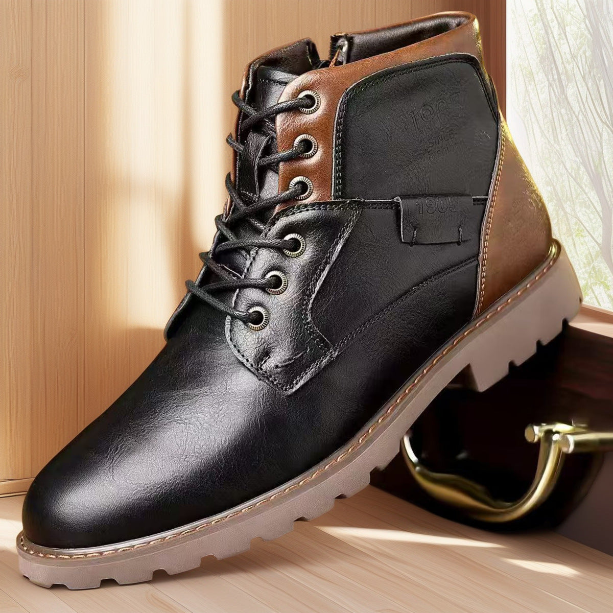 Andy - Botas de cuero elegantes con cremallera para hombres