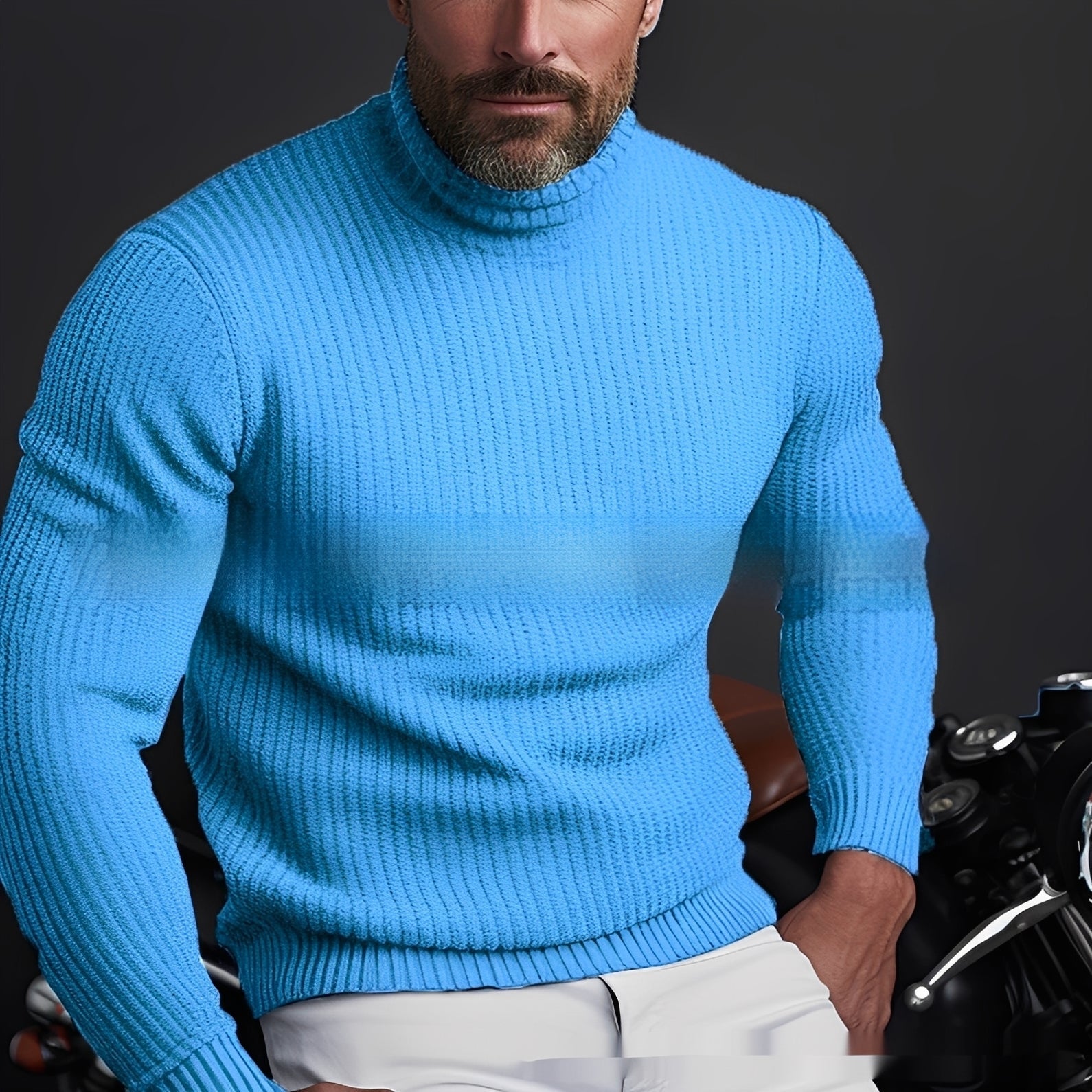 Richard - Elegante, suave jersey de cuello alto para hombres