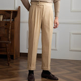 Keaton - Moderna Pantalón de Pana con Talle Alto para Hombres