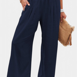 Alexia Pantalón de Algodón y Lino con Corte Fluido y Elegancia Natural