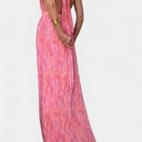 Prisca Vestido Maxi Plisado con Espalda Abierta y Cuello Halter