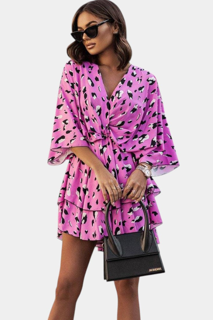 Eliza Vestido Mini con Nudo Frontal y Volantes